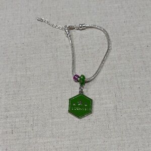 Scentsy Silver Bracelet with Green Hexagon Charm